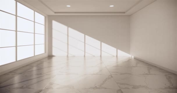 Camera vuota design interno bianco su pavimento in legno interior design. Rendering 3D
 - Filmati, video