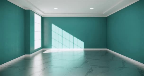Lege kamer wit interieur op houten vloer interieur. 3D-weergave - Video
