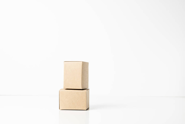 Group of cardboard box isolated on white background with clipping path. - Photo, Image
