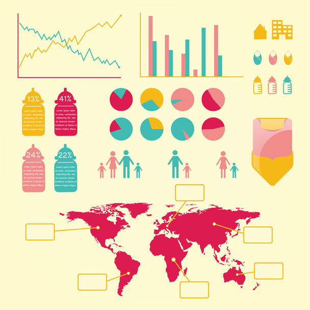 globální birht info grafika s statistiky a grafy - Vektor, obrázek