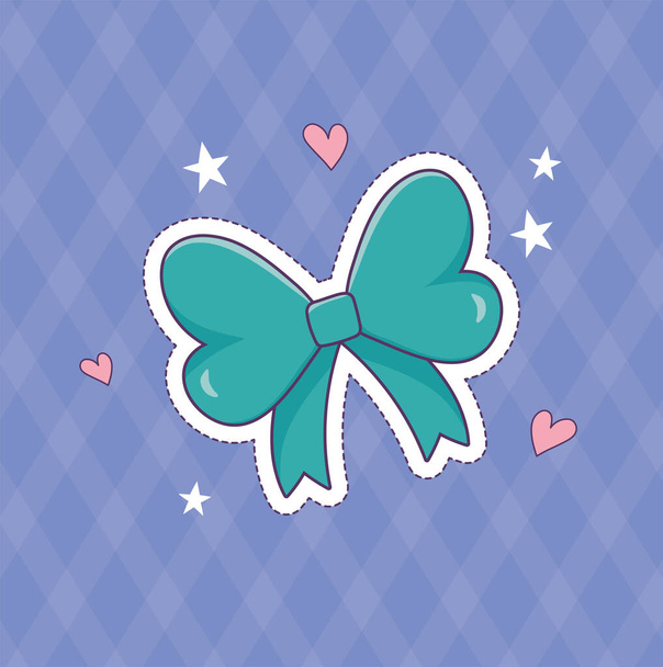 bow decoration patch fashion badge sticker icon - Vector, imagen