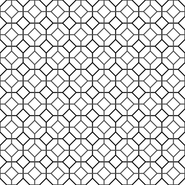 seamless black and white octagon and square linear pattern. luxurious design pattern. pattern for print, tiles, background, web, - Vector, Image