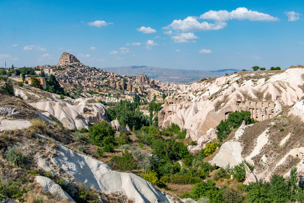 Rocks looking like mushrooms dramatically  in Cappadocia, Turkey This photo was shot from Cappadocia which located in the center of Turkey. Cappadocia is an ancient region of Anatolia.  - Photo, Image