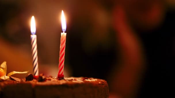 Candles on birthday cake. - Footage, Video