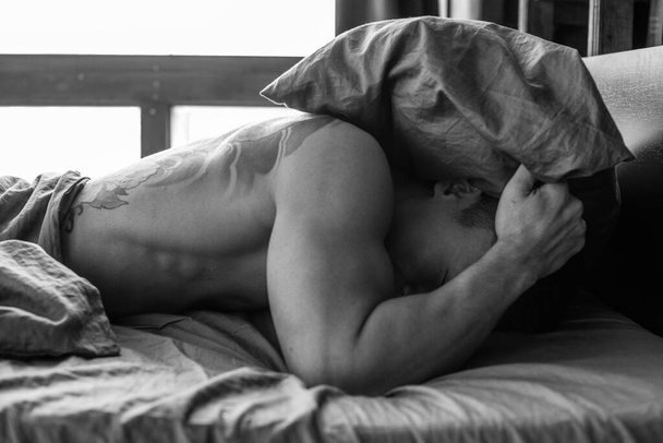 Muscled shirtless asian male model - Фото, изображение