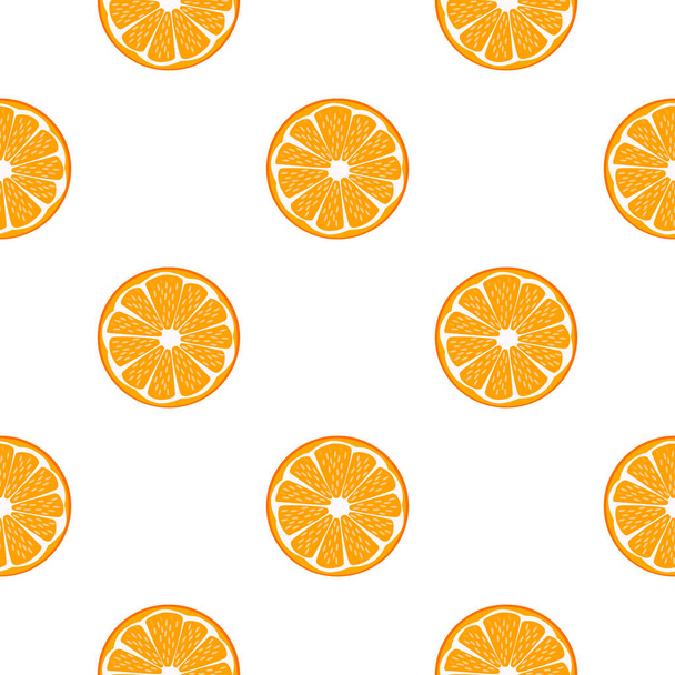 Illustration on theme big colored seamless orange, bright fruit pattern for seal. Fruit pattern consisting of beautiful seamless repeat orange. Simple colorful pattern fruit from seamless orange. - Vector, imagen