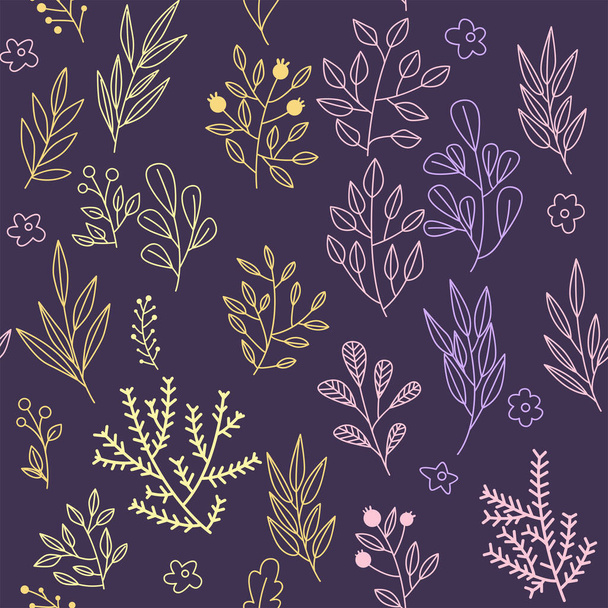 Texture with flowers and plants. Floral ornament. Original flowers pattern. - Vecteur, image