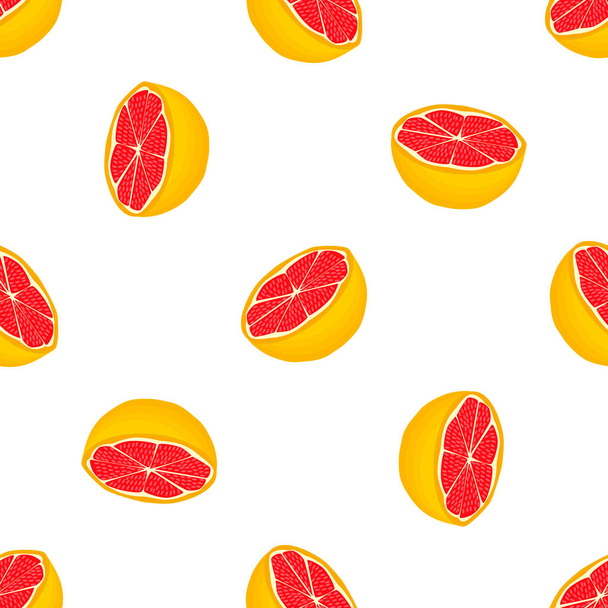 テーマのイラスト大きな色のシームレスグレープフルーツ、シールのための明るいフルーツパターン。美しいシームレスリピートグレープフルーツで構成されるフルーツパターン。シームレスなグレープフルーツからのシンプルなパターンフルーツ. - ベクター画像