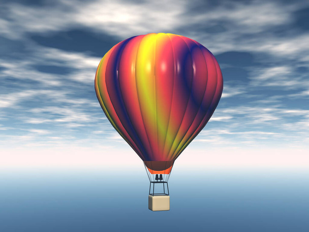 kleurrijke heteluchtballon met passagiersmand - Foto, afbeelding