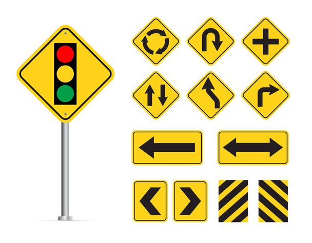 Señal de tráfico amarilla aislada sobre fondo blanco. Ilustración vectorial
. - Vector, imagen