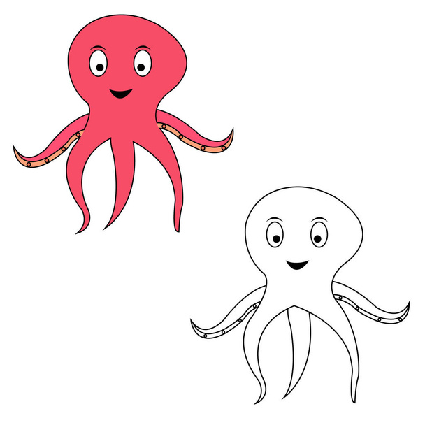 Libro para colorear Octopus vector diseño de ilustración
 - Vector, imagen