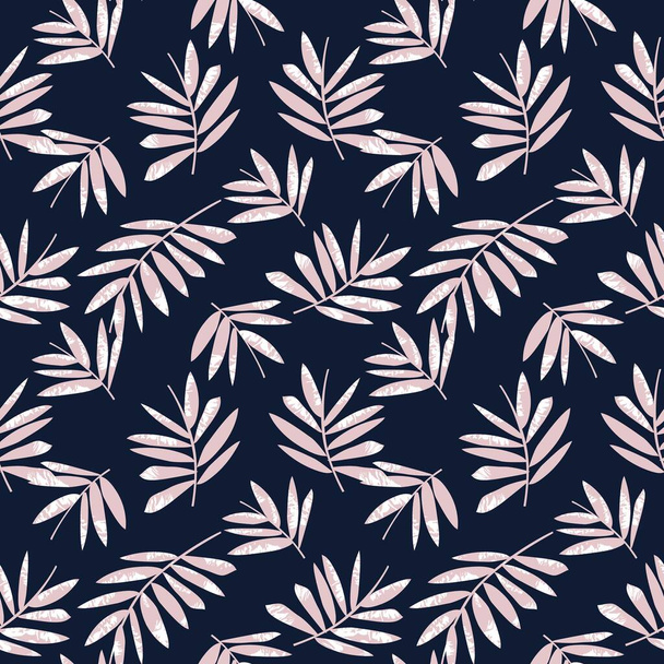 Pink and Navy Tropical Leaf botanical seamless pattern background suitable for fashion prints, graphics, backgrounds and crafts - Vector, imagen