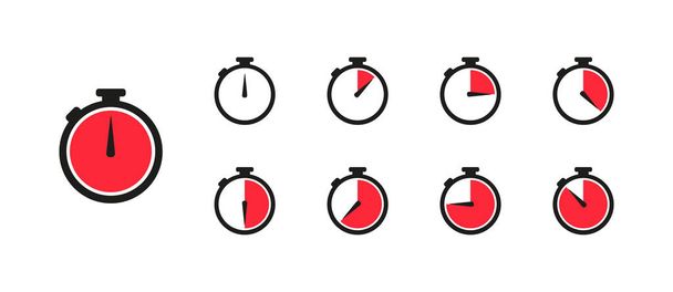 Reloj, icono de tiempo, conjunto de relojes icono aislado en estilo plano, vector
 - Vector, Imagen