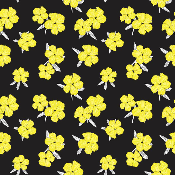 Yellow Floral botanical seamless pattern background suitable for fashion prints, graphics, backgrounds and crafts - Vector, imagen