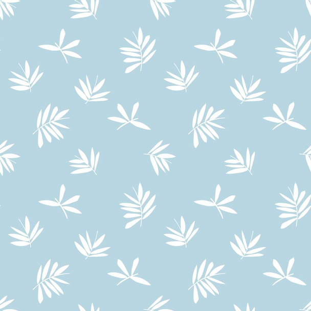 Sky Blue Leaf ботанический безморщинистый узор, подходящий для модных принтов, графики, фоновых изображений и крафтов
 - Вектор,изображение