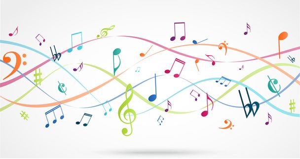 Abstract Background with Colorful Music notes - Вектор,изображение