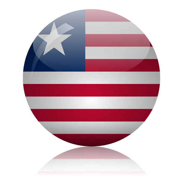 Liberian flag glass ball on light mirror surface vector illustration - Vector, Image