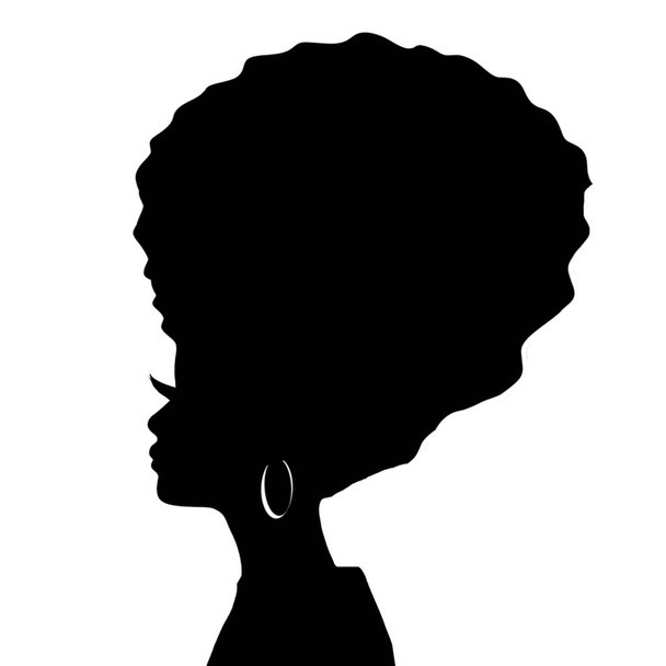Afro haj nő, illusztráció sziluett - Fotó, kép