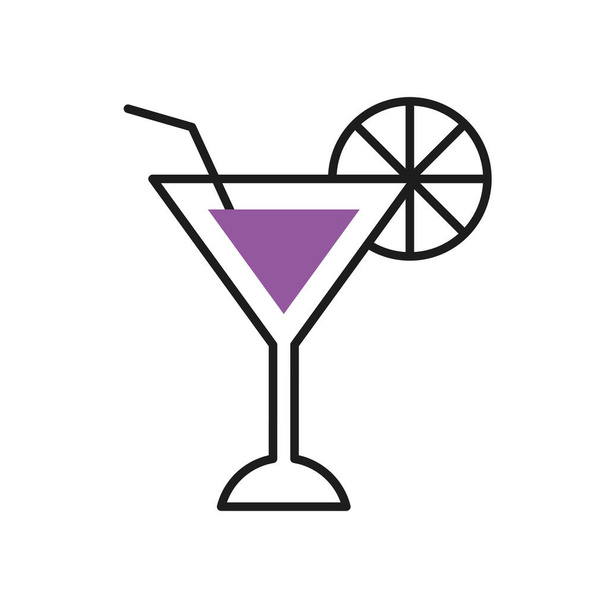 martini cocktail icon, half line half color style - Vector, Image