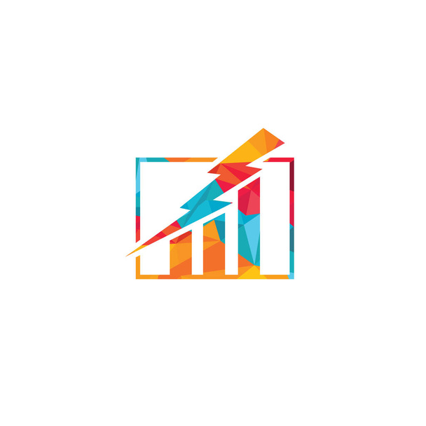 Business finance logo with concept of thunderstorm. - Vector, Image