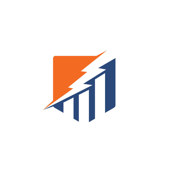 Business finance logo with concept of thunderstorm. - Vector, Image