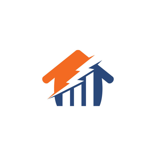 Λογότυπο χρηματοδότησης επιχειρήσεων με την έννοια σπίτι της καταιγίδας. - Διάνυσμα, εικόνα