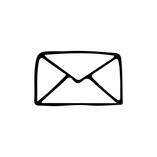 Handgezeichnete Illustration des Briefumschlags in Vektor. Doodle Brief Umschlag Illustration in Vektor auf weißem Hintergrund. Umschlag-Symbol - Vektor, Bild