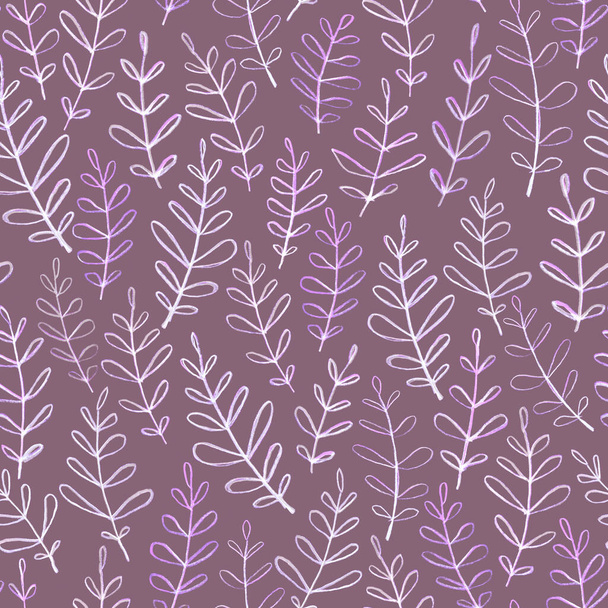 Leaves seamless pattern. Hand drawing with a pencil. Botanical vintage illustration. Background for headline, image for blog, decoration. Design for wallpaper, textile, fabrics. - Zdjęcie, obraz