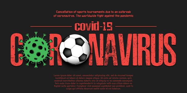 Coronavirus. Virus sign with soccer ball - Vektor, obrázek