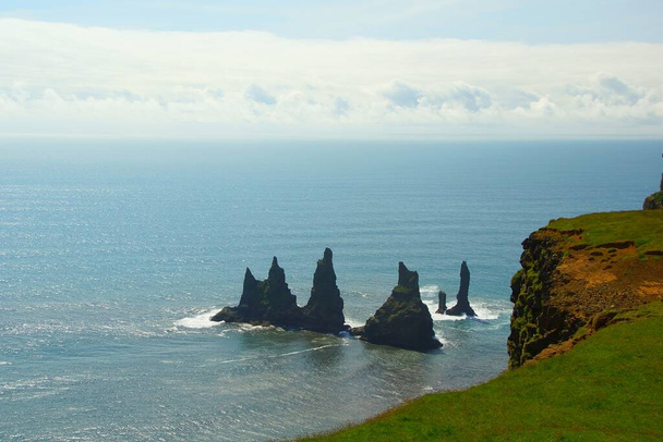 Fascinating summer hike in Iceland, stop in the town of Vic, exploring the black beach of Reinisfiyara - Photo, Image