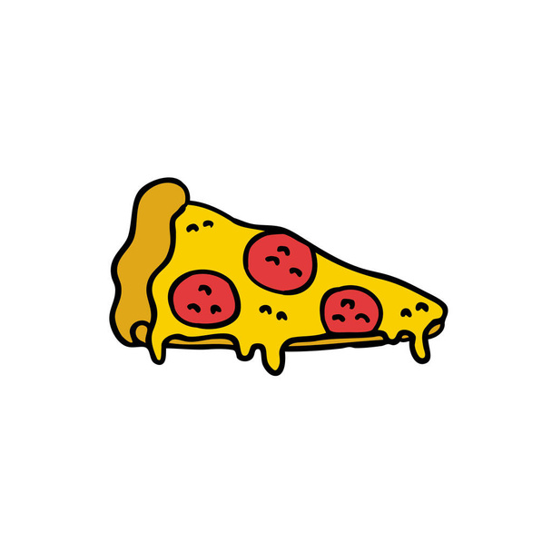 pizza doodle icon, vector color illustration - Vector, Image