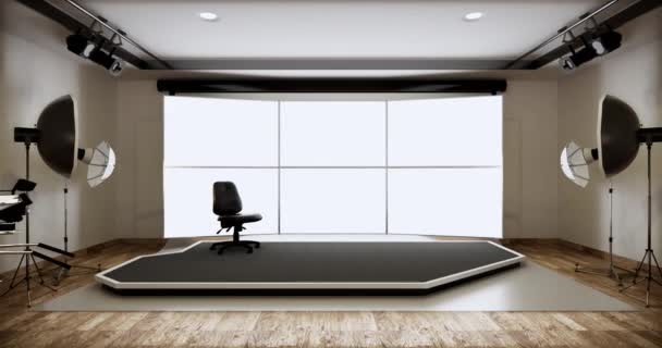 Studio - Modern Filmstúdió fehér képernyővel. 3D renderelés - Felvétel, videó