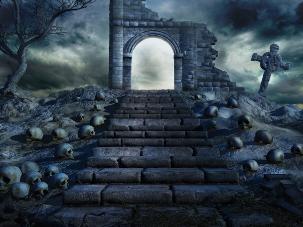 Лестница к разрушенному храму
 - Фото, изображение