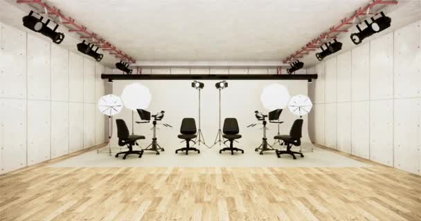 Studio - Moderní filmové studio s bílou obrazovkou. 3D vykreslování - Záběry, video
