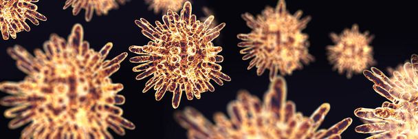 3d ilustracja zakaźnych wirusów i bakterii.Coronavirus COVID-19 - Zdjęcie, obraz