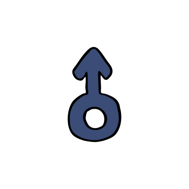 symbol męskości ikona doodle, wektor kolor ilustracja - Wektor, obraz