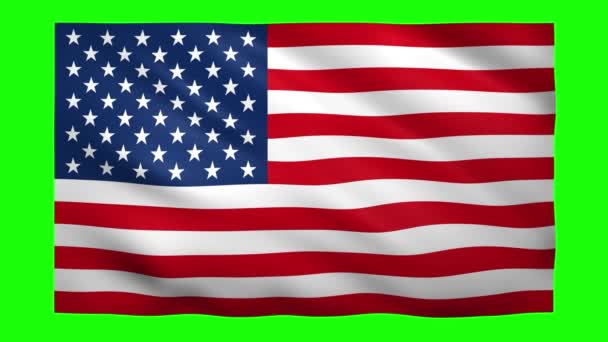 Прапор США на зеленому екрані для хроматичного ключа. - Кадри, відео