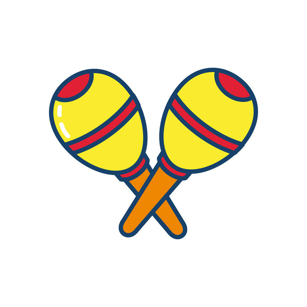 maracas icon, line and fill style - Vector, Image