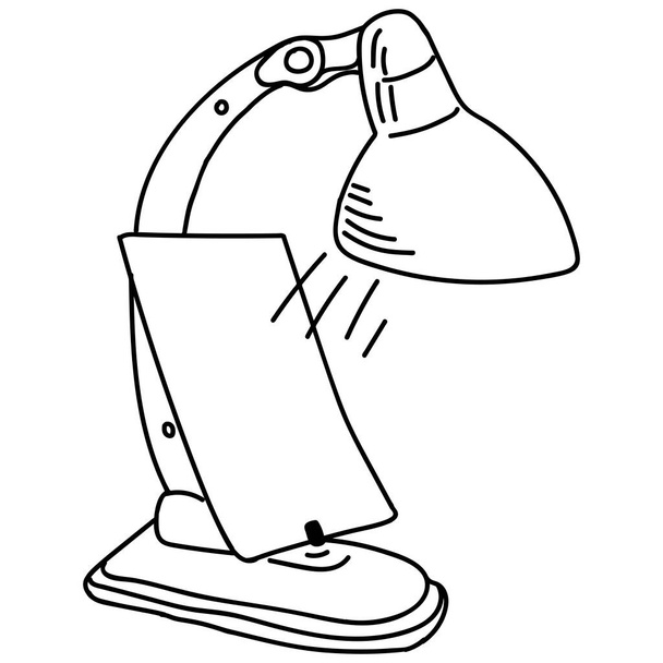 Um esboço do vetor ilustração de uma lâmpada queimando preta e um papel com espaço de cópia está em um fundo branco
 - Vetor, Imagem