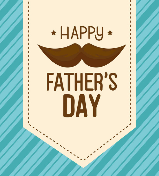 happy fathers day card with moustache decoration - Vektor, obrázek