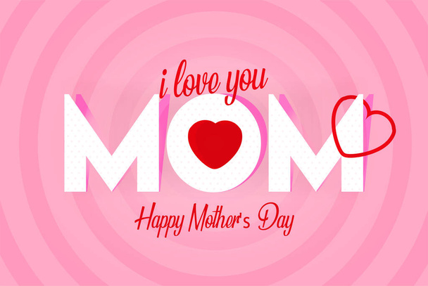 Den matek. Šťastný den matek s pozdravem. Mám tě rád, mami. Růžové pozadí.  - Vektor, obrázek