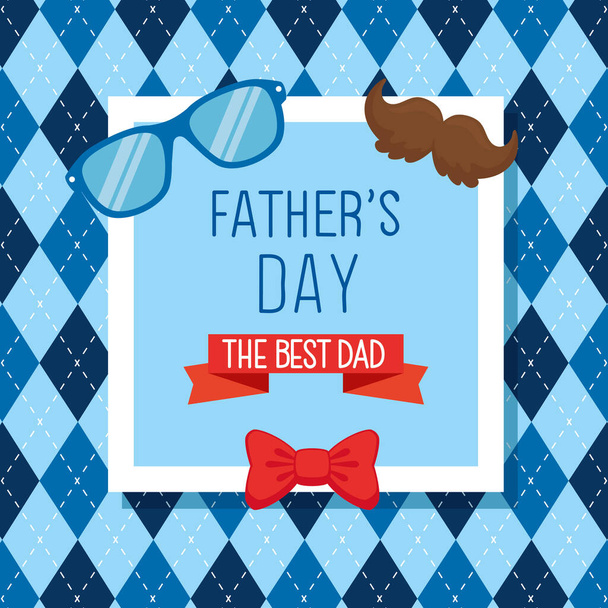 happy fathers day card with hipster accessories decoration - Vector, Image
