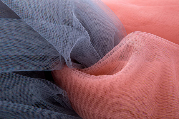 background, veil, texture, fabric, soft folds, blue, pink, gray, multi-colored, mesh, tulle
 - Фото, изображение
