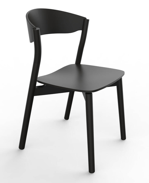 白を基調とした黒のモダンな椅子。3Dレンダリング - 写真・画像