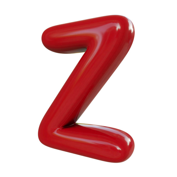 Letra roja brillante Z. 3D render de balloon fuente aislada sobre fondo blanco
 - Foto, imagen
