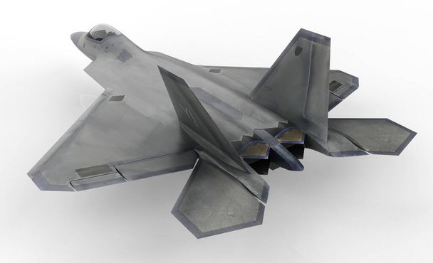 Avcı uçakları beyaz arka planda izole edildi - 3D Render - Fotoğraf, Görsel