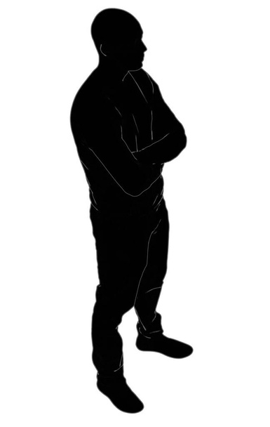 Silhouette dell'uomo, uomini d'affari in piedi, colore nero isolato su sfondo bianco, rendering 3D
 - Foto, immagini