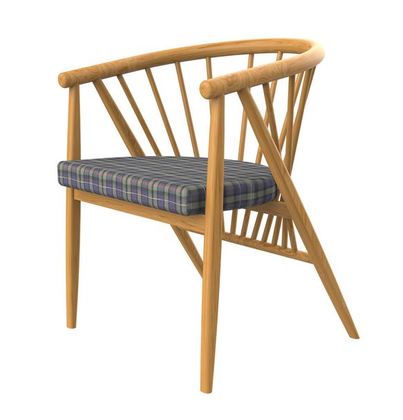 ξύλινη καρέκλα που απομονώνεται σε λευκό φόντο, 3d απόδοση - Φωτογραφία, εικόνα
