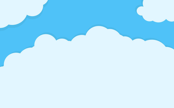 Cielo azul nubes plano de dibujos animados vector de fondo
 - Vector, imagen
