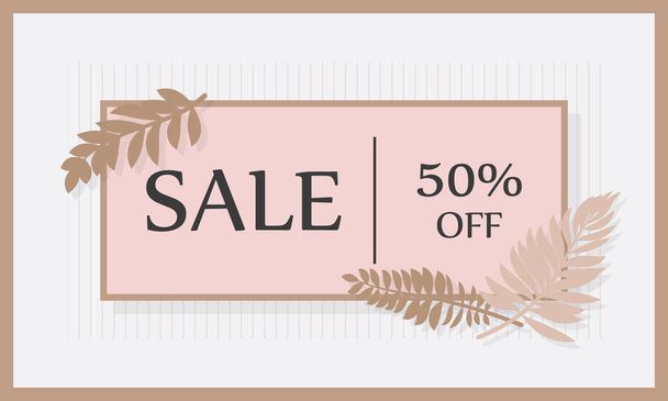 Hot summer tropical sale banner . Summer sale template banner, poster with palm leaves, jungle leaf. Floral tropical composition for card, header, invitation, poster, social media, post publication. - Photo, Image